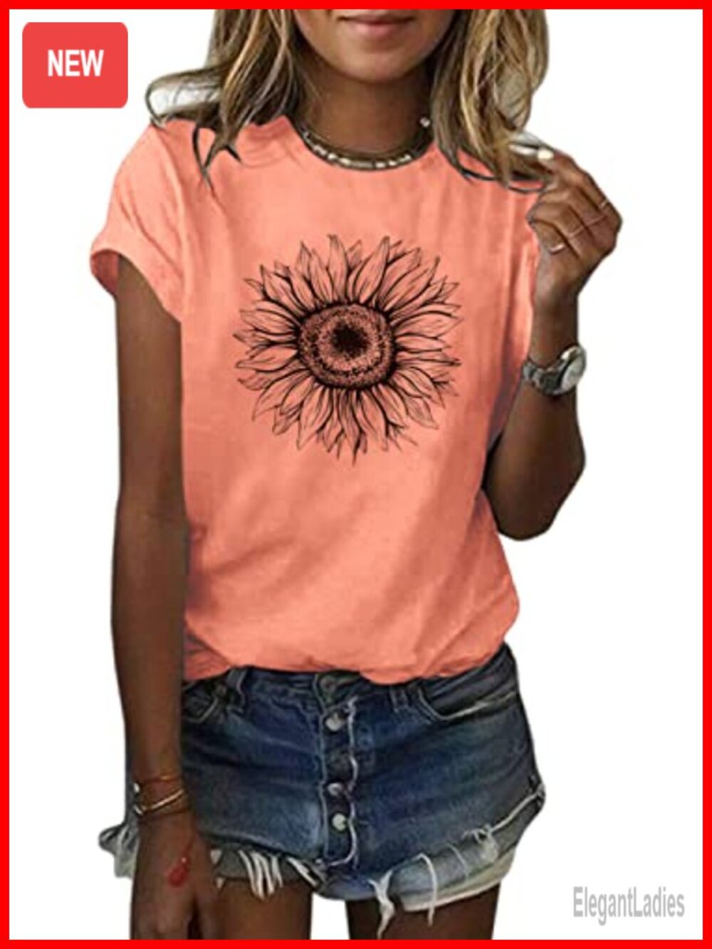 Women's Sunflower Graphic Short Sleeve Loose Casual T-Shirt Crew Neck Summer Top
